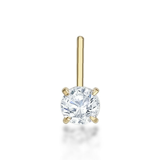 Lavari 14K Yellow Gold 3 Pc White Cubic Zirconium Nose Ring Set